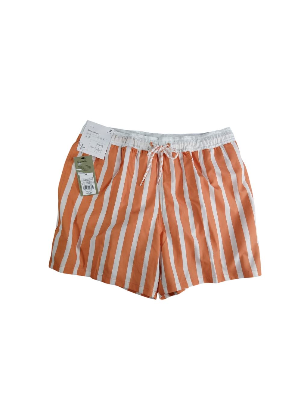 Goodfellow & Co Swimwear Shorts Swim Trunks Mens Medium Orange Stripe Target NWT